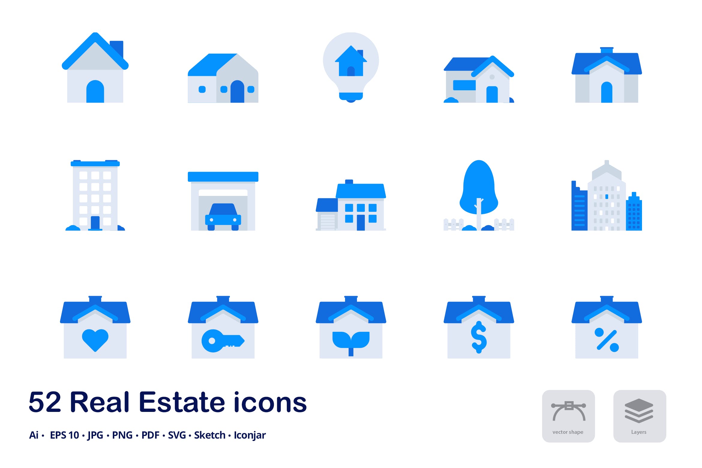 租房房地产销售主题双色调扁平化图标 Real Estate Accent Duo Tone Icons插图