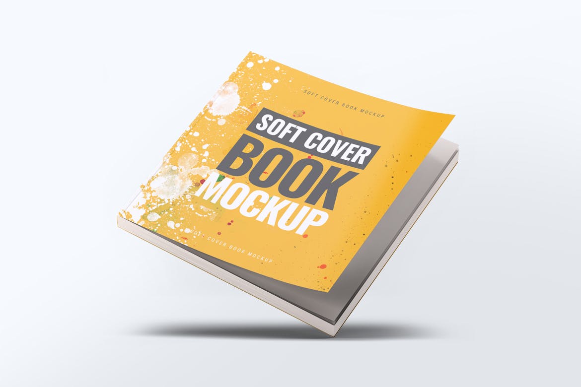 方形软装图书封面设计样机 Soft Cover Square Book Mock-Up插图(8)