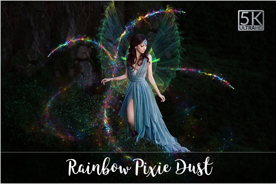 5K高清彩虹奇幻叠层背景 5K Rainbow Pixie Dust Overlays插图