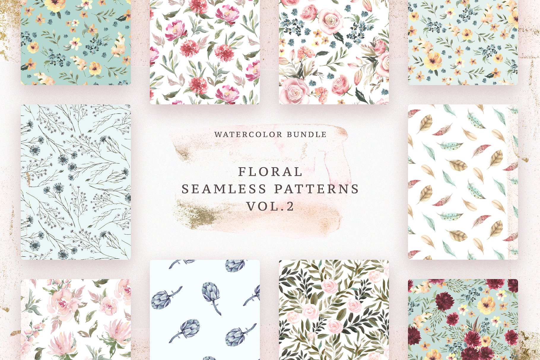 极力推荐：花卉图案纹理集合 Floral Patterns Bundle Vol.2 [3.45GB, 超过120款图案]插图