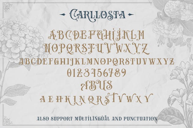 维多利亚风格复古英文衬线字体 Carllosta – Layered Font (+EXTRAS)插图(2)