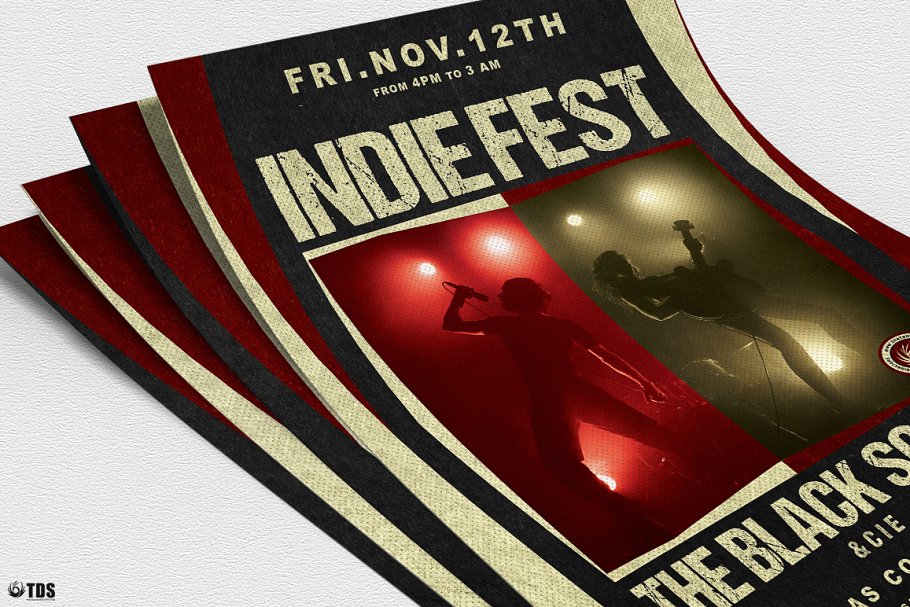 独立音乐节派对传单PSD模板v4 Indie Live Festival Flyer PSD V4插图(4)