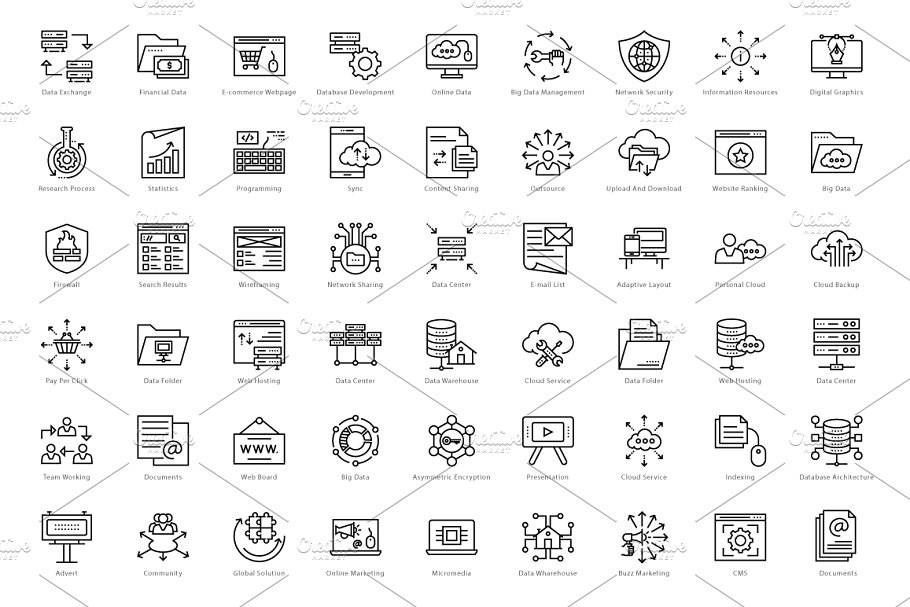 1458个Web&Seo网络营销主题线条图标 1458 Web and Seo Line Icons Set插图(9)