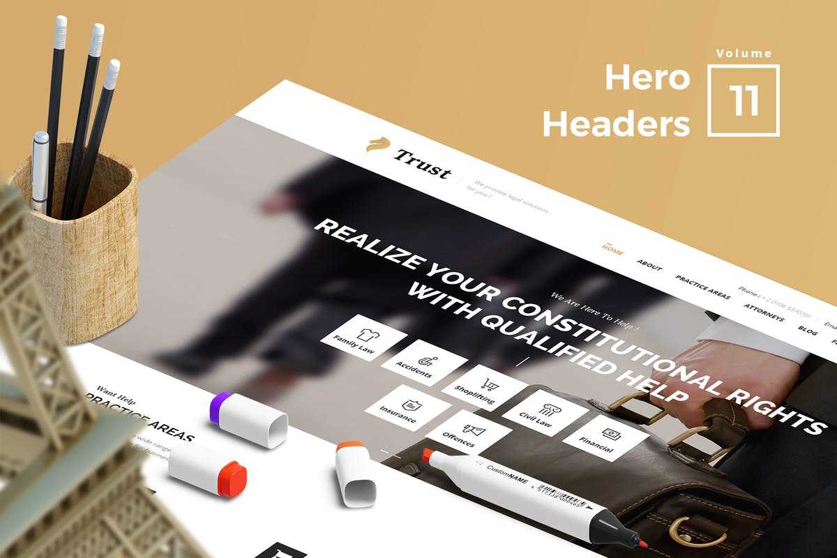 网站头部设计巨无霸Header设计模板V11 Hero Headers for Web Vol 11插图