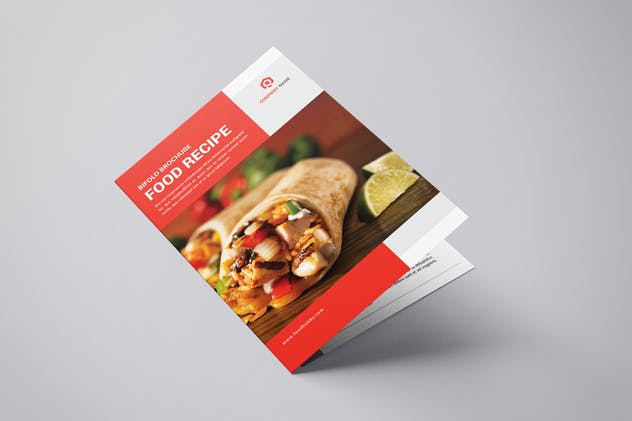 双折页美味食品宣传册INDD设计模板 Bifold food Brochure插图(1)