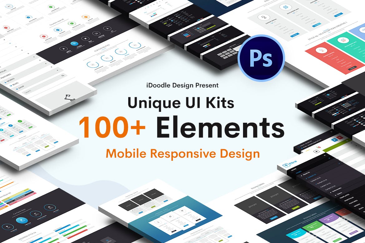 100+网站&移动网站设计UI素材包 UI Kits Website Design & Mobile Responsive插图(1)