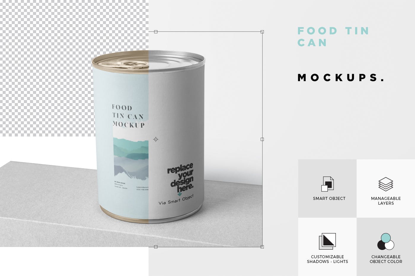 即食罐头包装外观设计样机模板 Food Tin Can Mockup插图(5)
