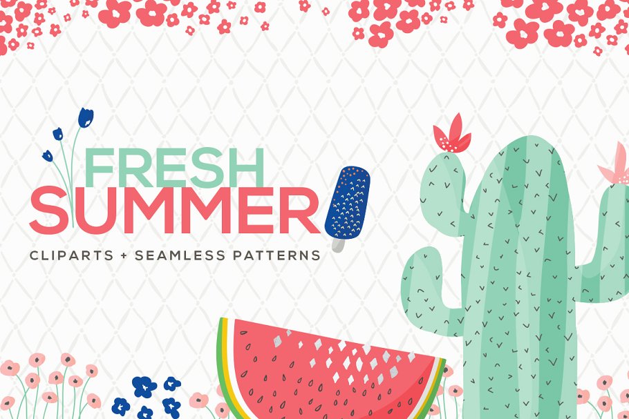 夏日风可爱图案纹理 Fresh Summer Patterns插图