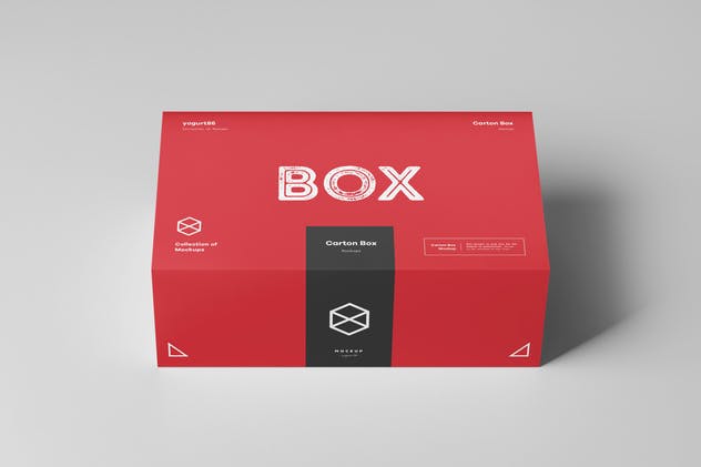 纸箱礼品包装箱样机模板 Carton Box Mock-up 23x14x8 & Wrapper插图(1)