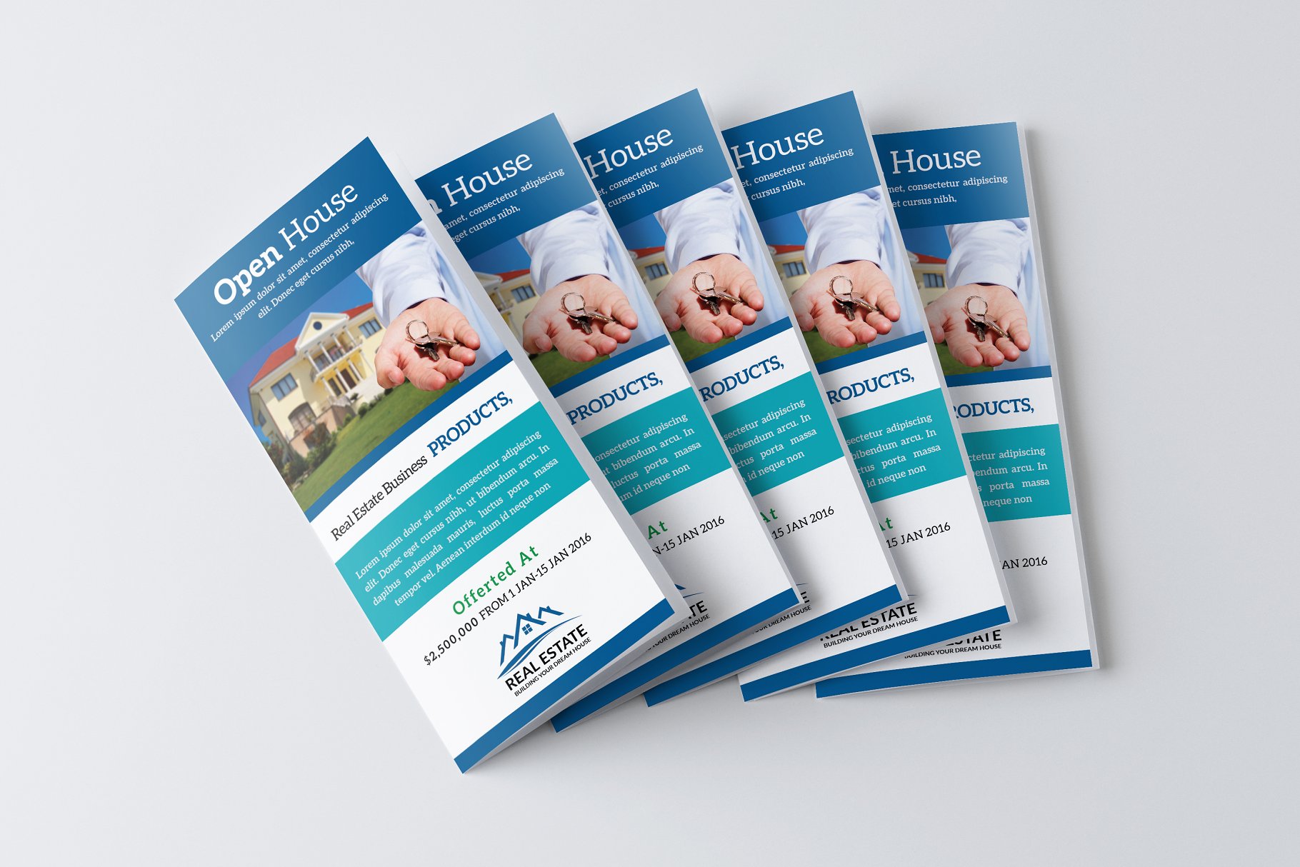房产销售房产中介折页传单PSD模板 Real Estate Trifold Brochure插图(1)