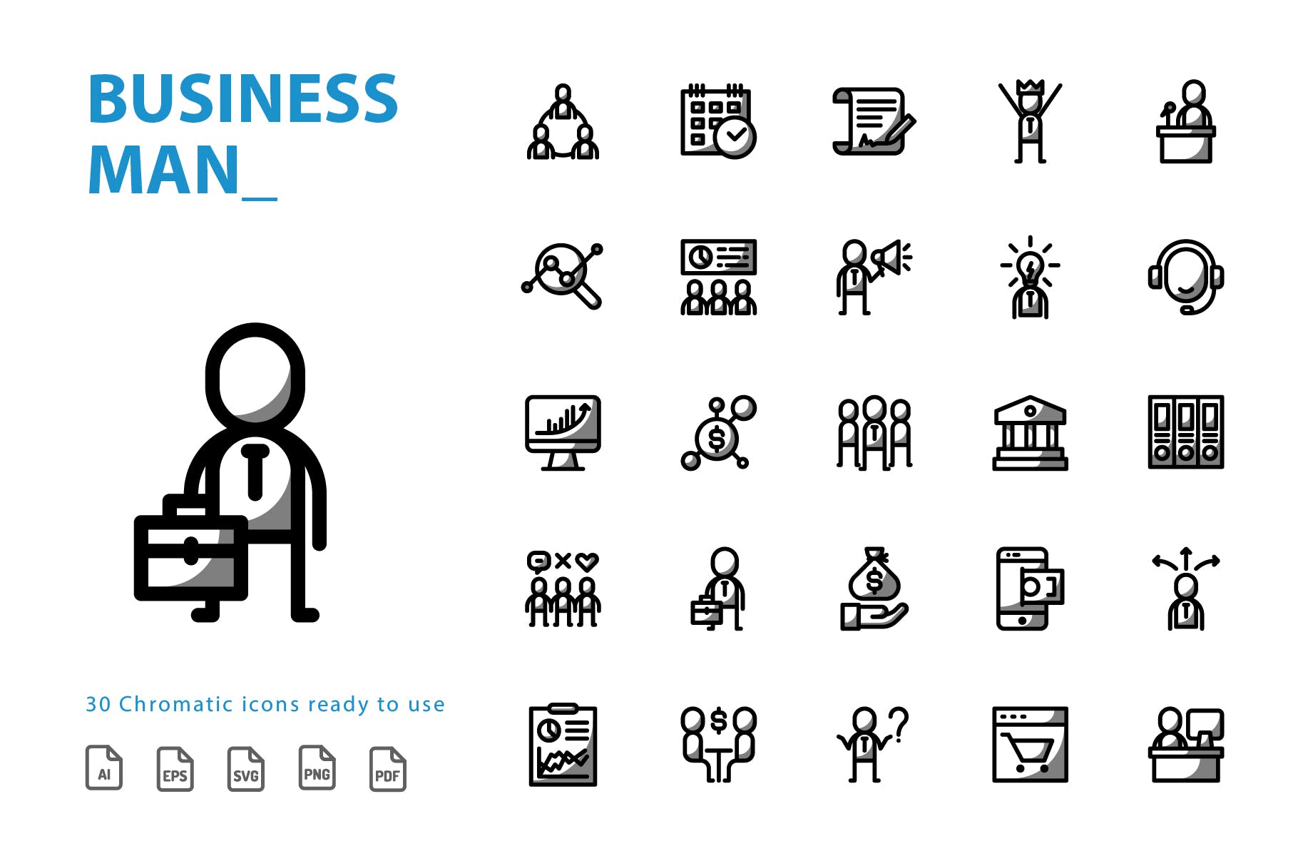 商业主题矢量背阴图标设计素材 Businessman Shady插图(1)