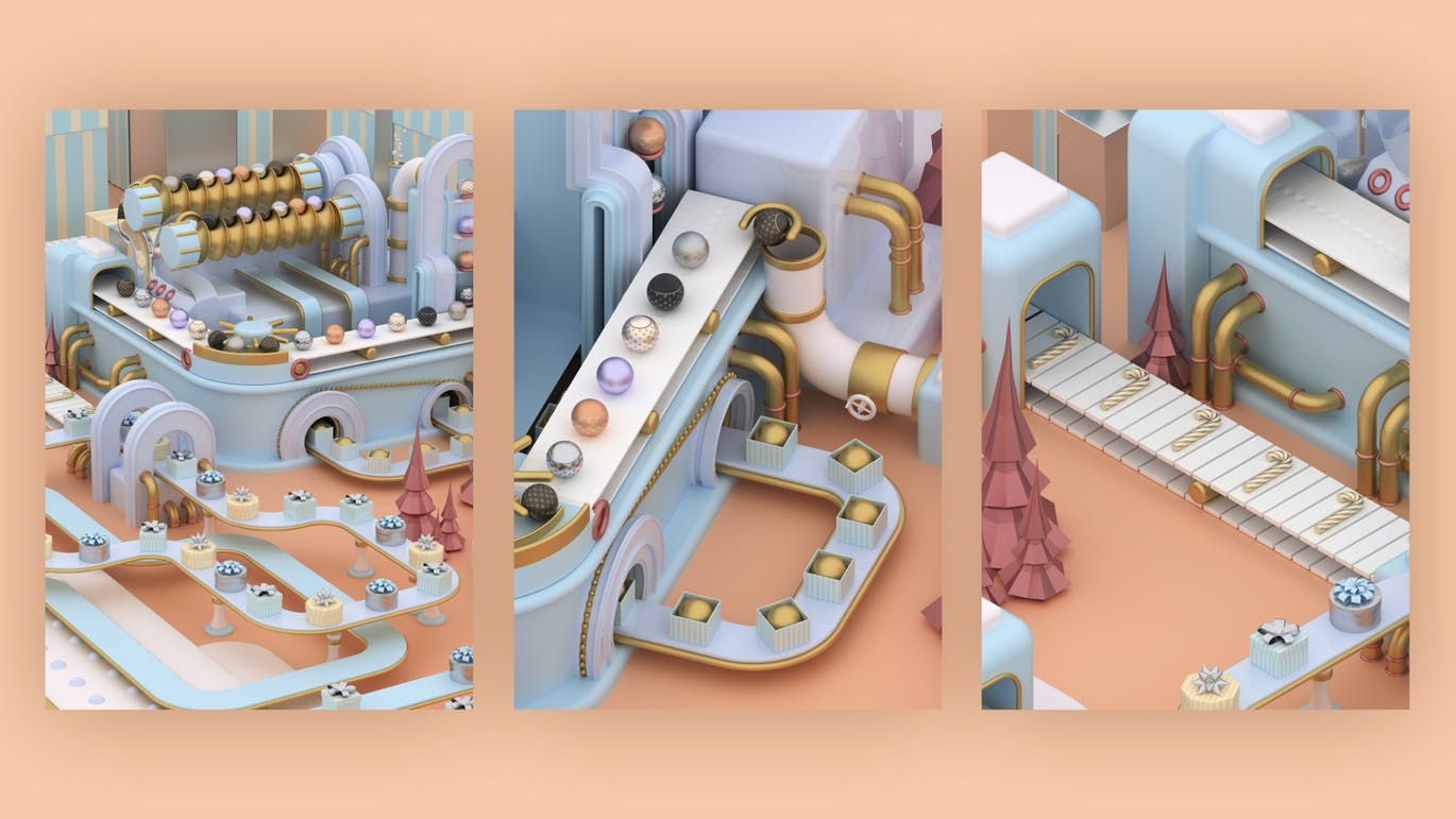 3D建模圣诞节主题概念工厂场景PNG素材 Christmas Factory插图(12)
