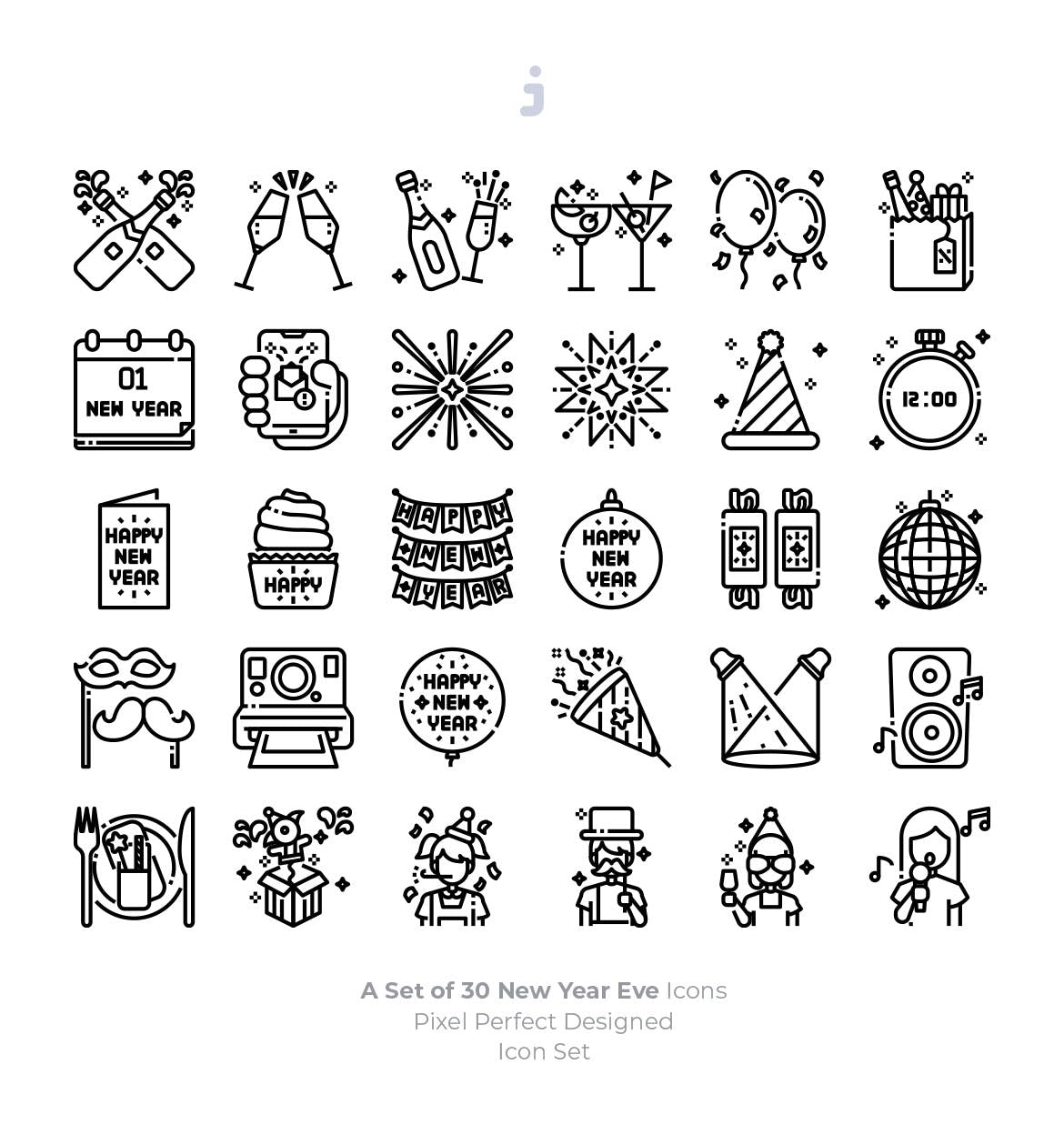 30枚新年倒数主题彩色矢量图标素材 30 New Years Eve Icons插图(2)