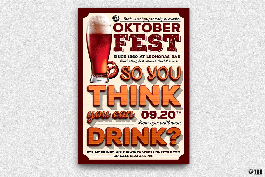 德国慕尼黑啤酒节PSD宣传传单模板V9 Oktoberfest Flyer PSD V9插图(1)