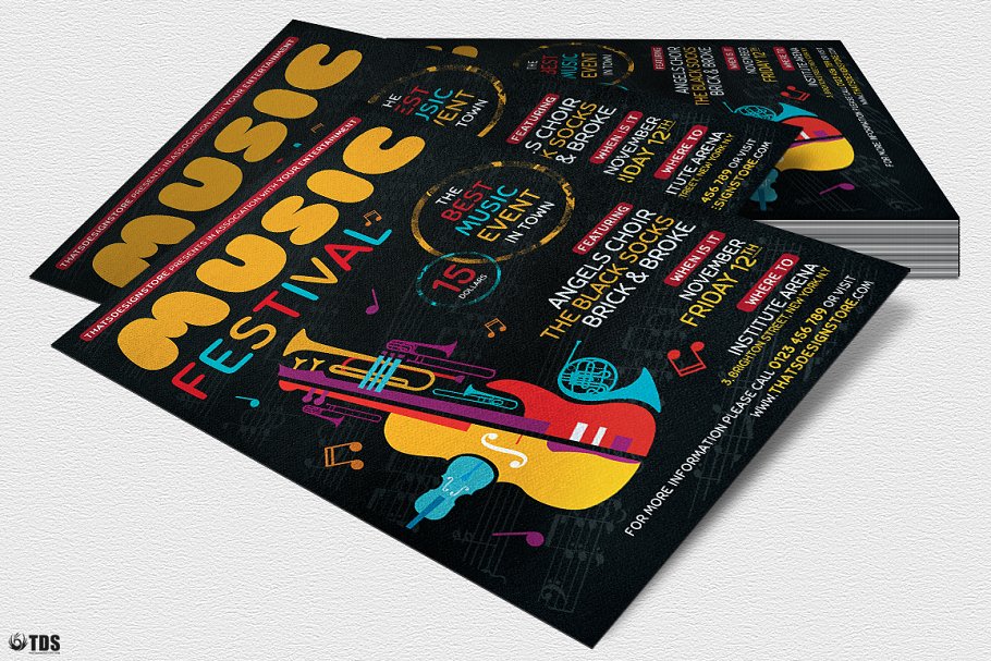独立音乐节活动传单海报PSD模板v10 Music Festival Flyer PSD V10插图(3)