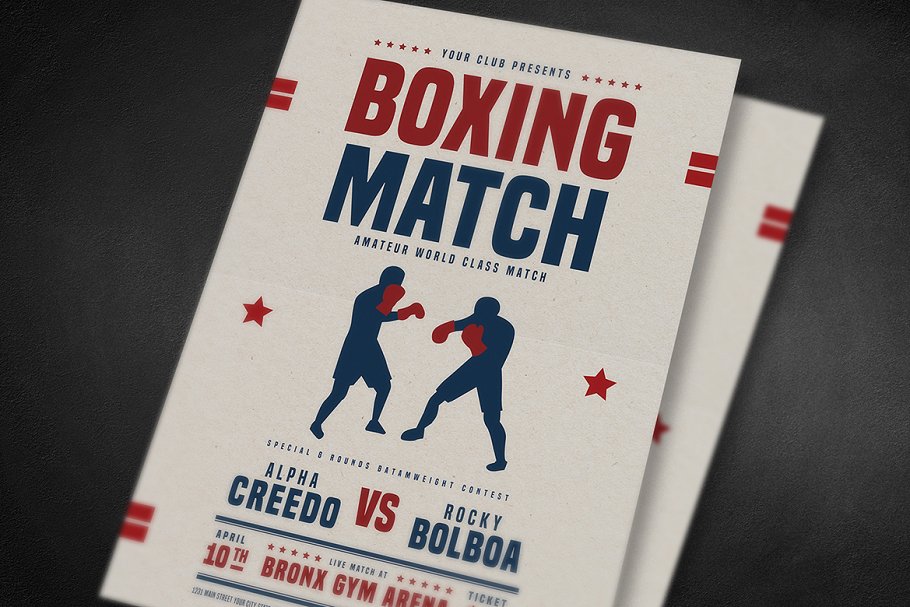 拳击比赛竞技活动海报宣传设计模板 Boxing Match Flyer插图(1)