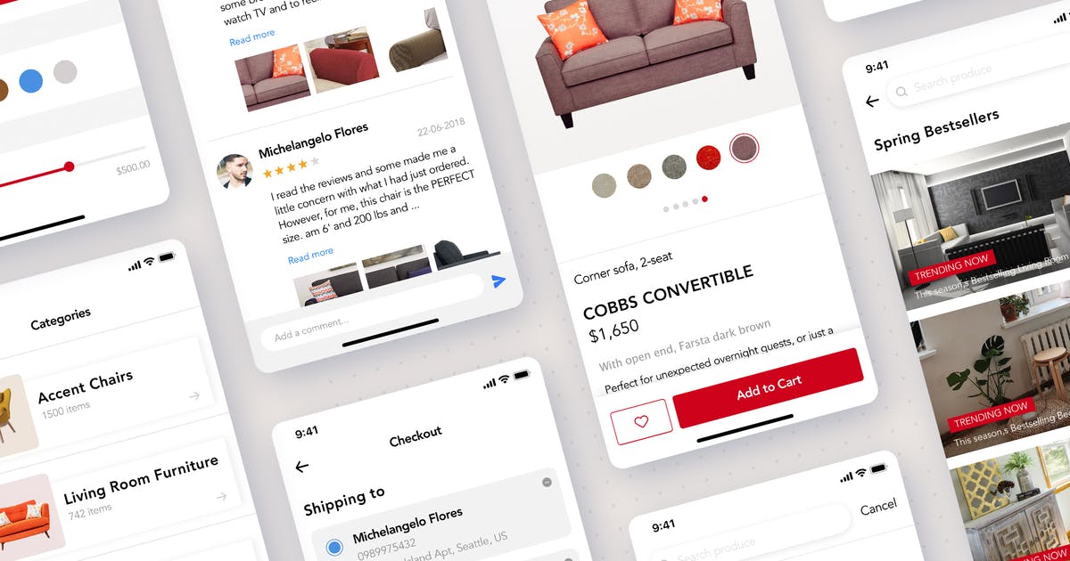家具家居用品网上商城APP应用UI设计套件 Furniture Shop App Concept插图