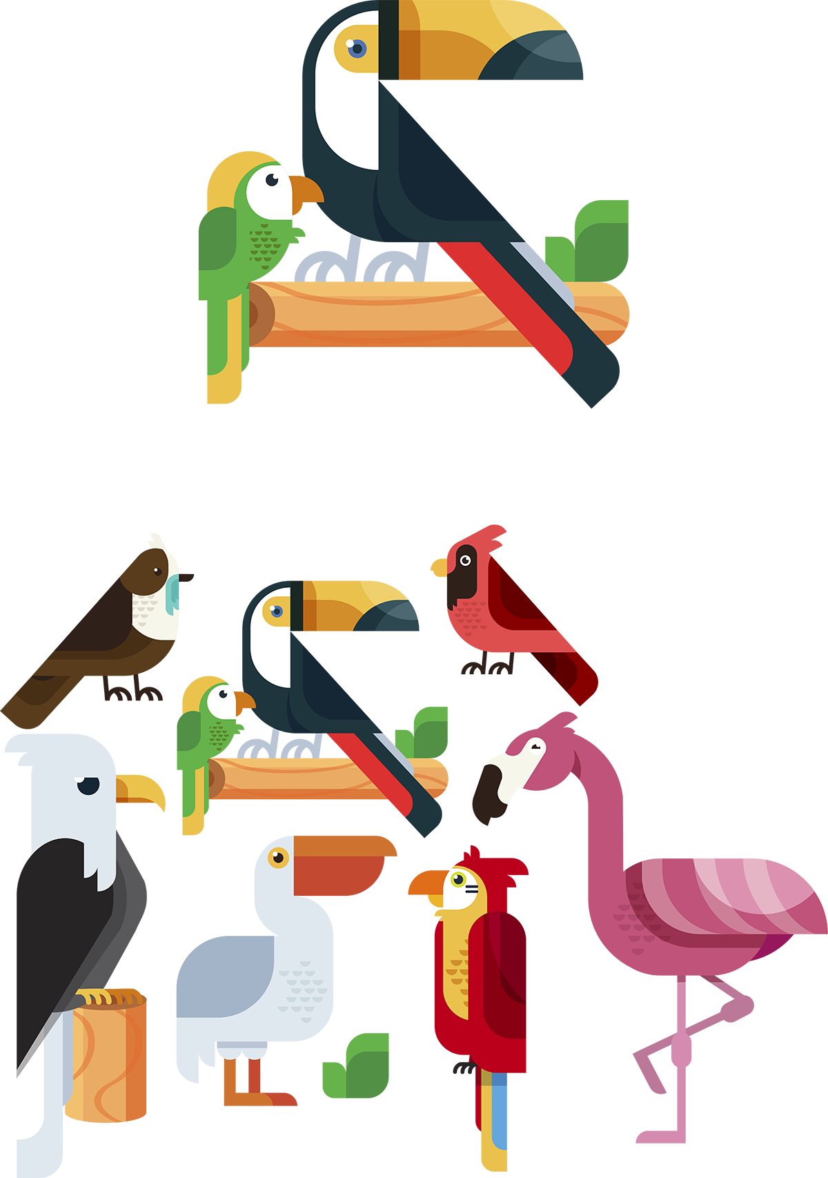 风格别致的雀鸟插画 Free Vector Bird Illustrations插图