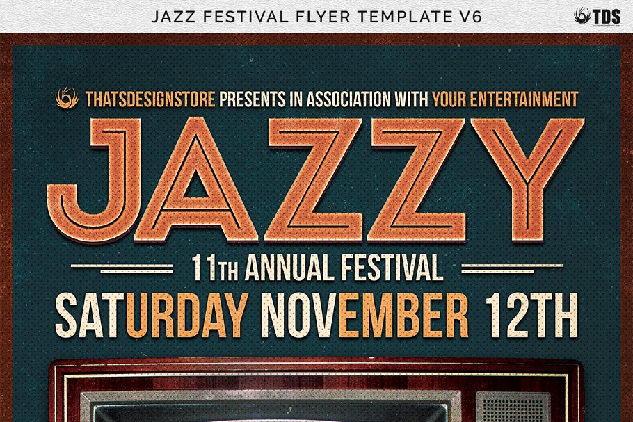爵士音乐节海报宣传传单模板V6 Jazz Festival Flyer Template V6插图(6)