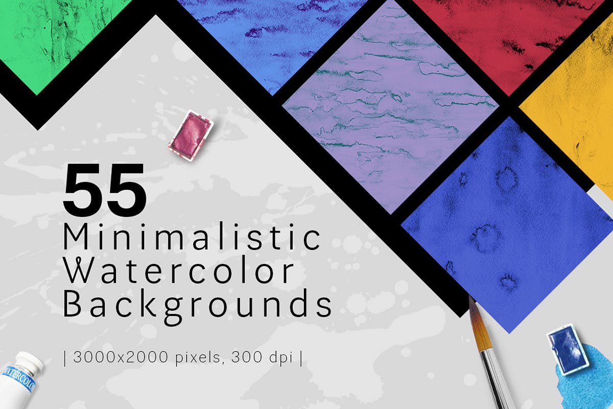 55款简约水彩背景纹理 55 Minimalistic Watercolor Backgrounds插图