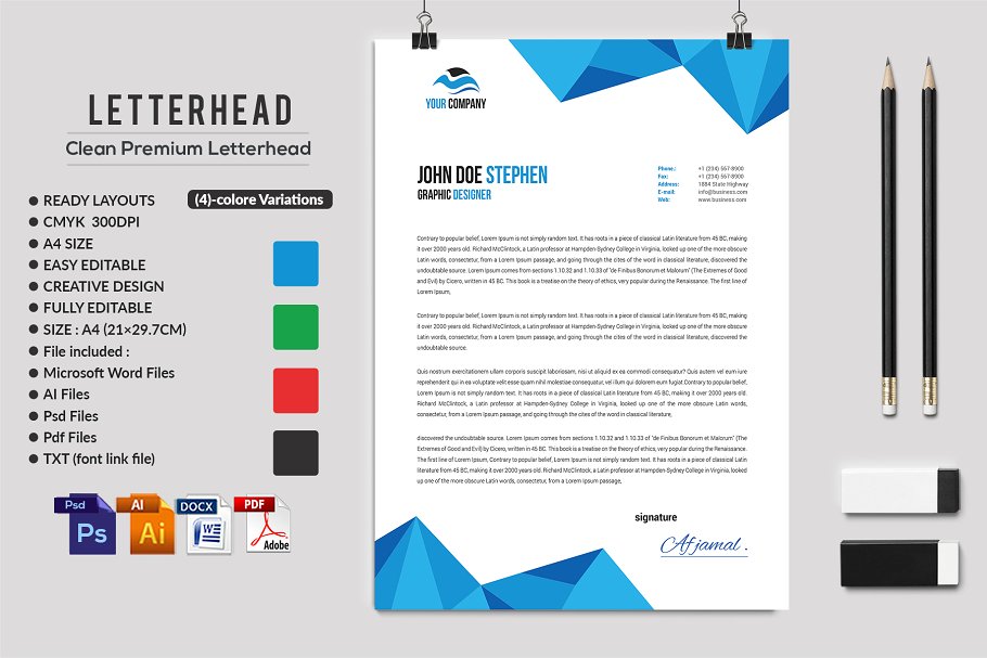 10款企业品牌信笺模板 Letterhead Bundle插图(5)