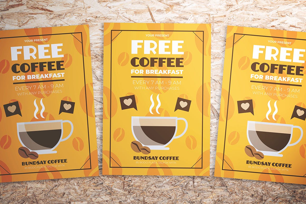 咖啡店促销活动传单海报设计模板 Coffee Promotion Flyer插图(3)