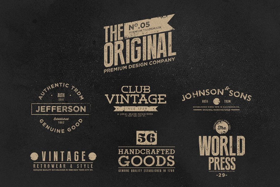 一批复古标签及Logo模板素材 Vintage Labels & Logos Vol.7插图(2)
