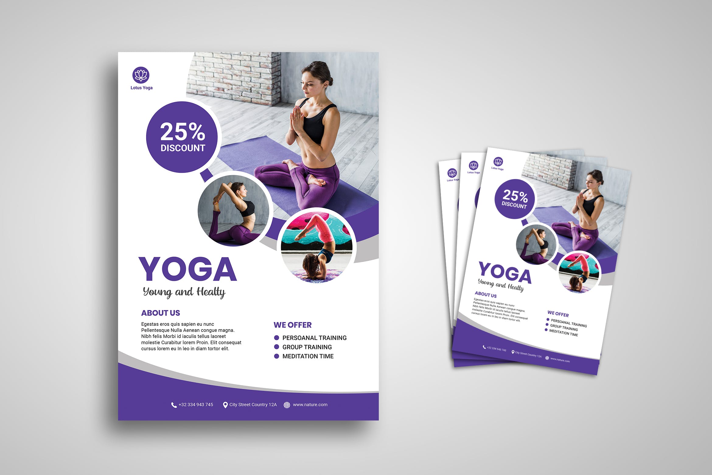 瑜伽培训班/培训机构宣传海报传单设计模板 Yoga Flyer插图