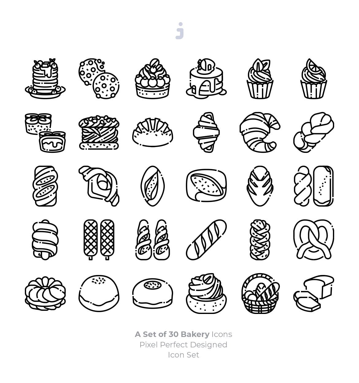 30枚西式面包烘焙主题矢量图标 30 Bakery Icons插图(2)