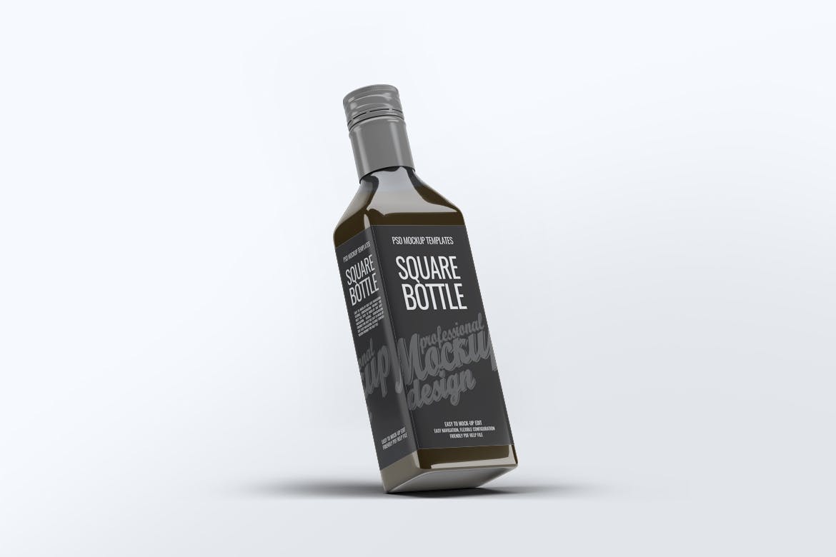 方形玻璃瓶设计样机模板 Square Glass Bottle Mock-Up插图(4)