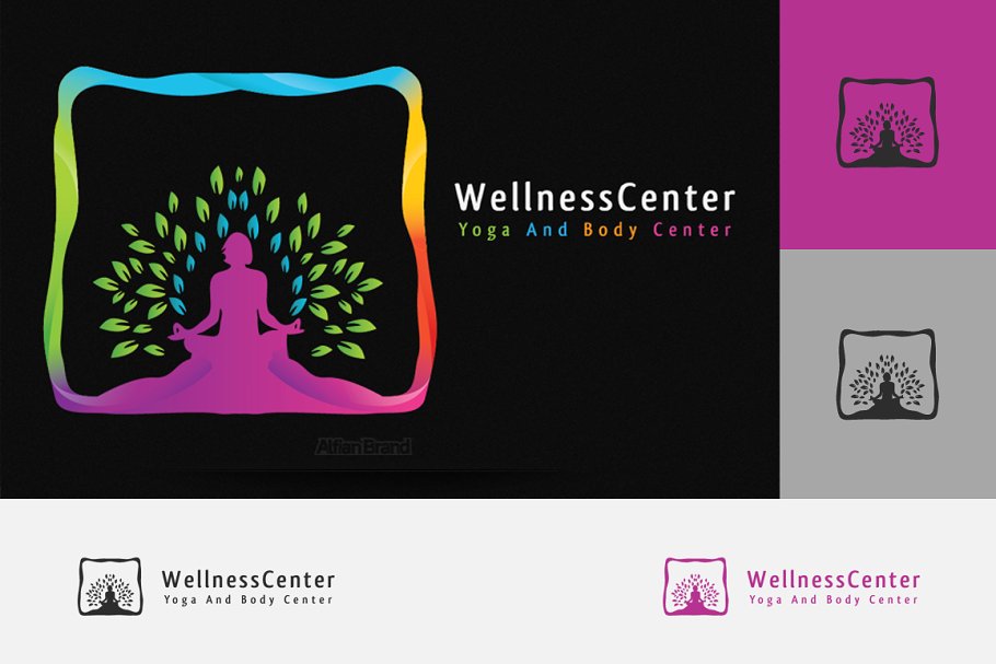 瑜伽培训机构Logo模板 Yoga Wellness Logo插图