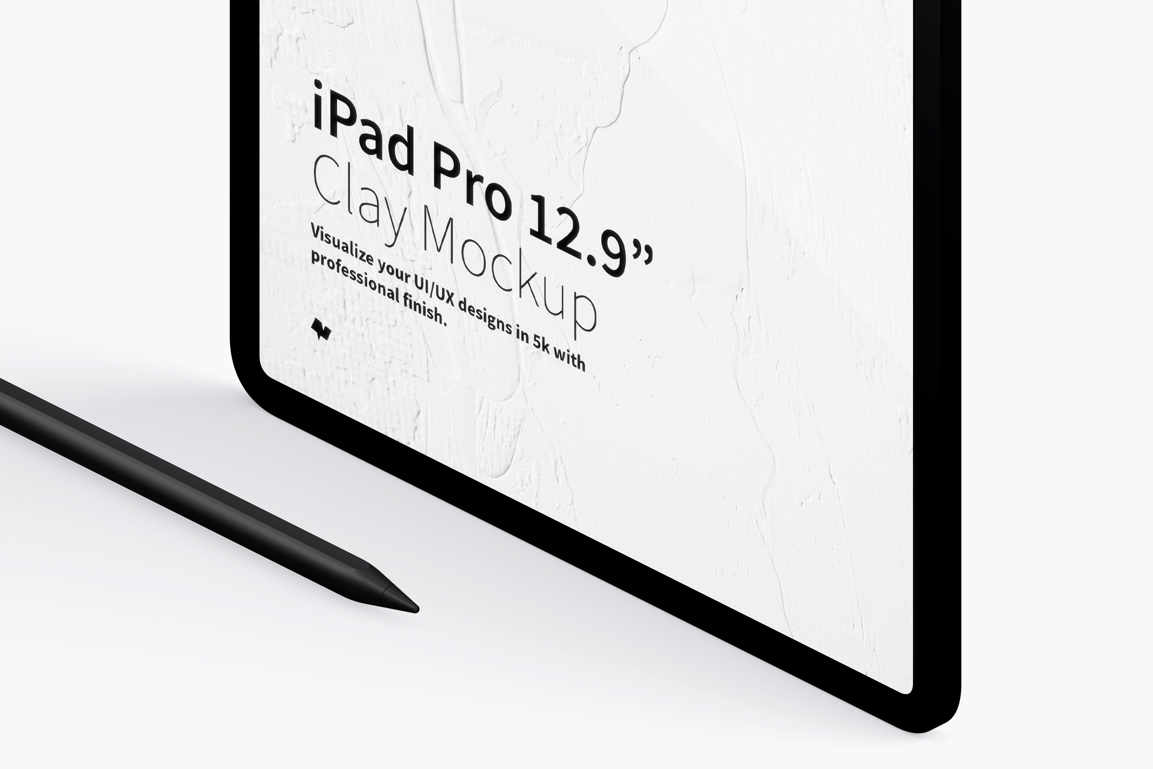 iPad Pro平板电脑屏幕等距左视图样机02 Clay iPad Pro 12.9” Mockup, Isometric Left View 02插图(2)