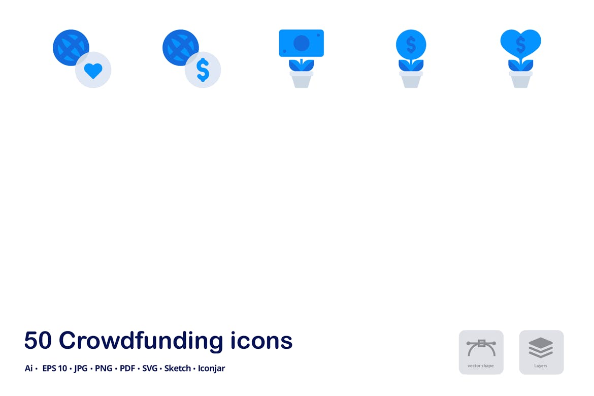 互联网众筹项目双色调扁平化矢量图标 Crowdfunding Accent Duo Tone Flat Icons插图(3)