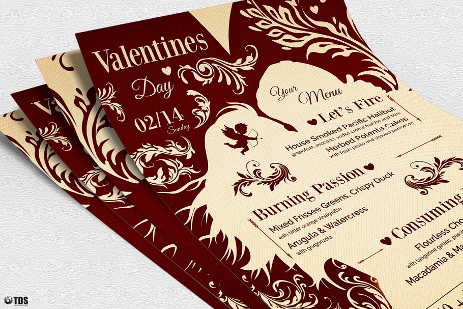 情人节活动主题传单PSD模板v6 Valentines Day Flyer+Menu PSD V6插图(4)