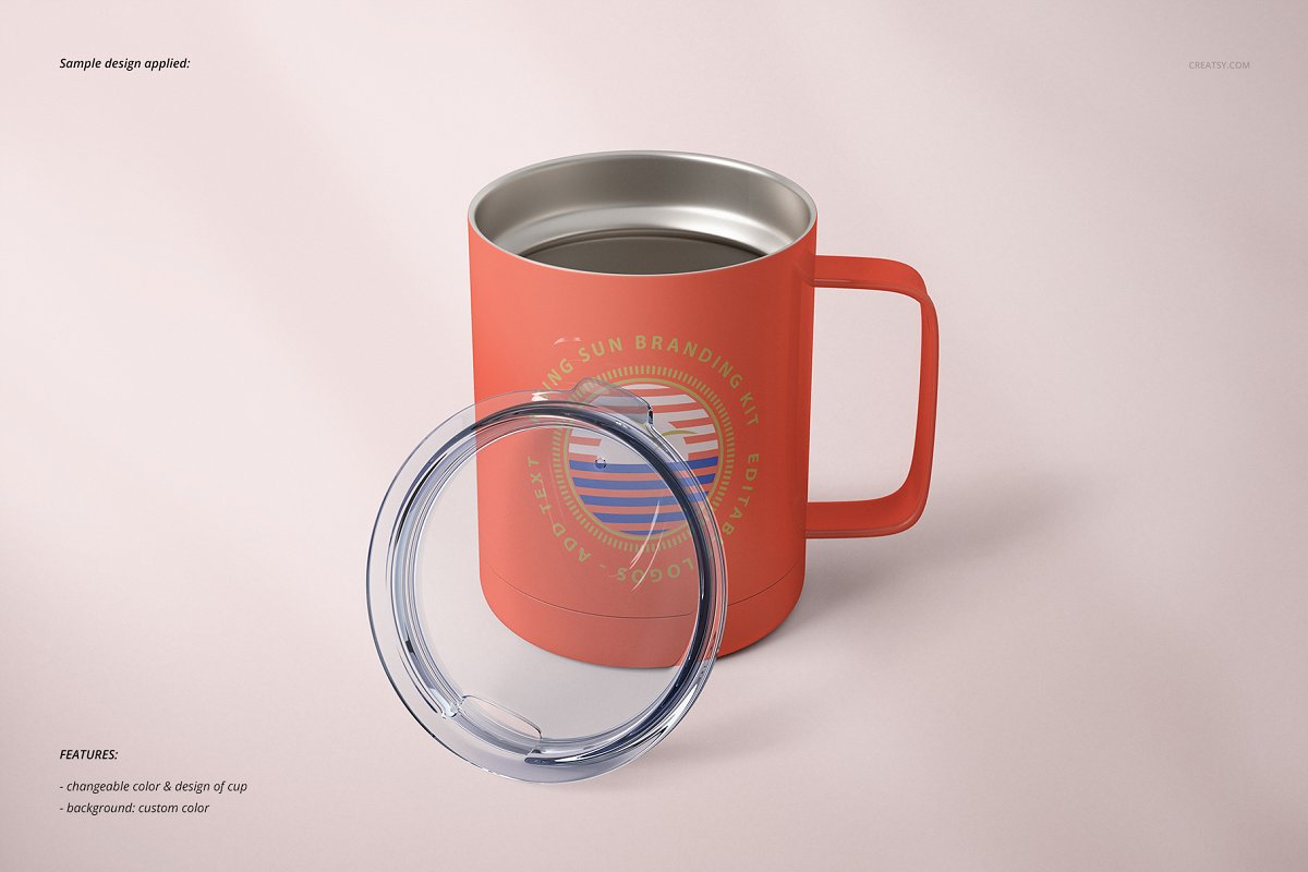 10oz不锈钢咖啡杯样机套装Stainless Coffee Cup Mockup插图(4)