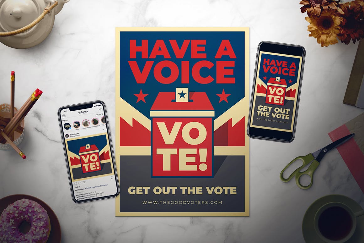 美国大选日/选举活动宣传海报设计模板 US General Election Day Flyer Set插图(1)