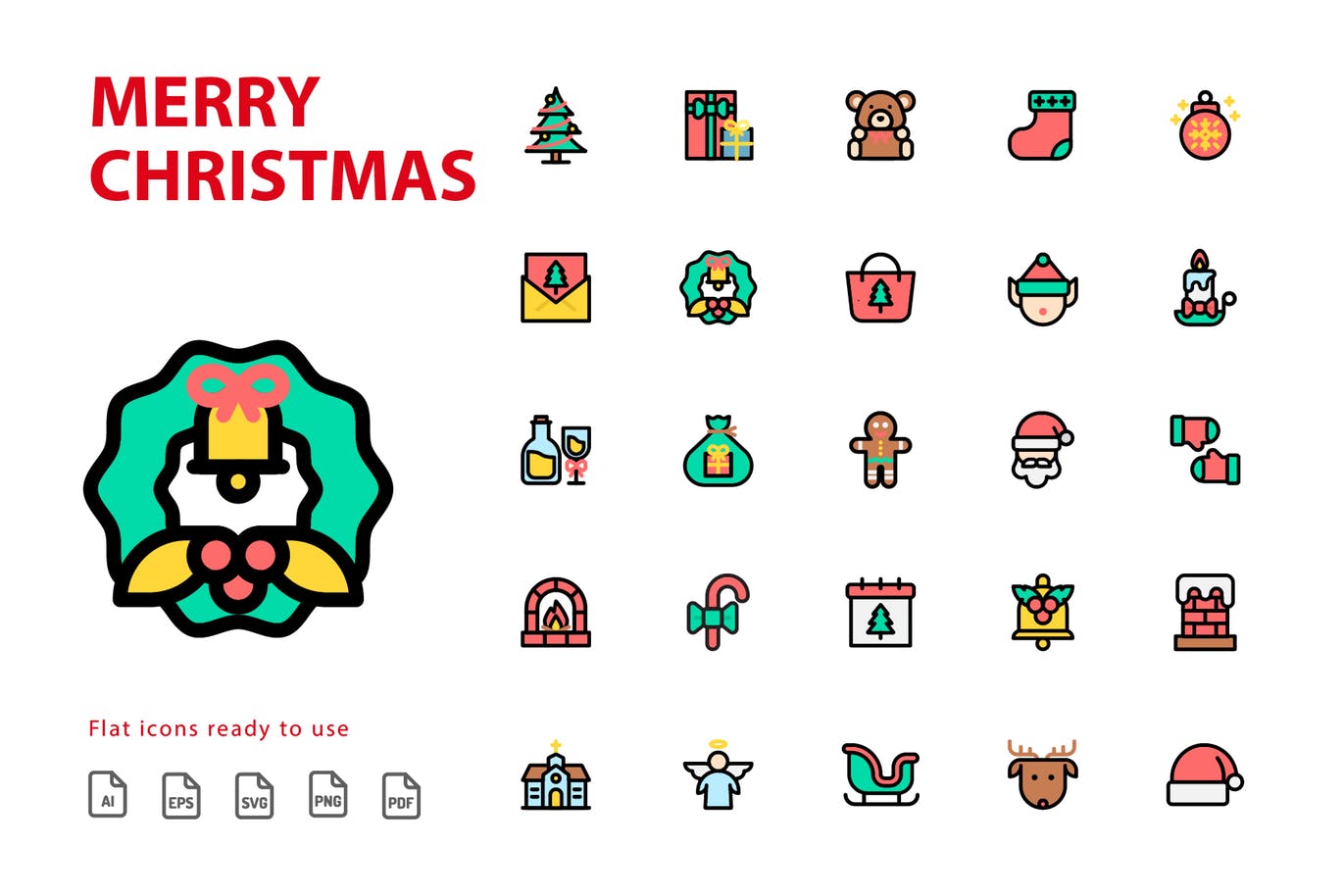 25枚圣诞快乐主题填充图标素材 Merry Christmas Filled插图(1)
