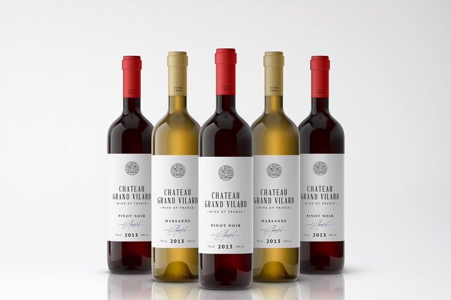 高档葡萄酒外观设计样机 Wine Packaging Mockups插图(7)