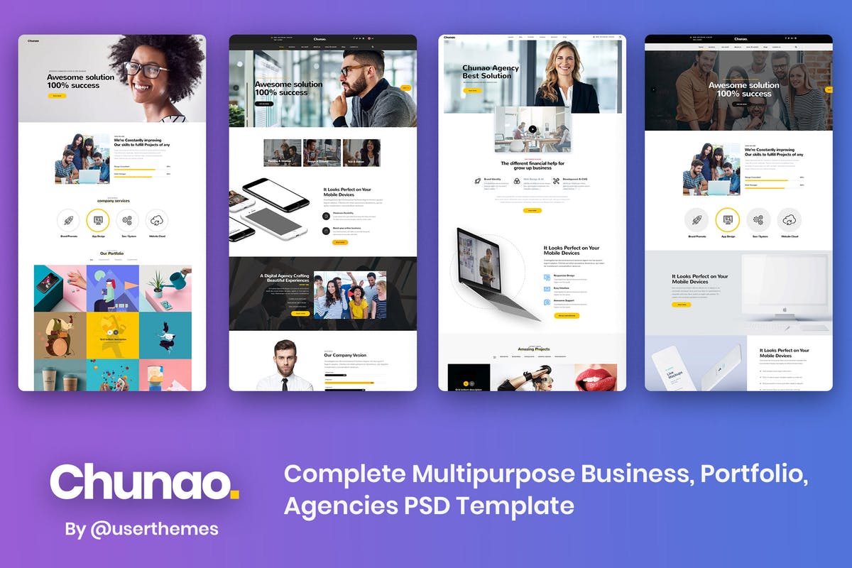 多用途企业网站设计PSD模板 Chunao – Multipurpose Business PSD Template插图
