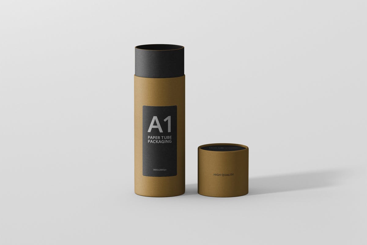茶叶/咖啡纸筒包装设计样机 Paper Tube Packaging Mockup – Slim插图