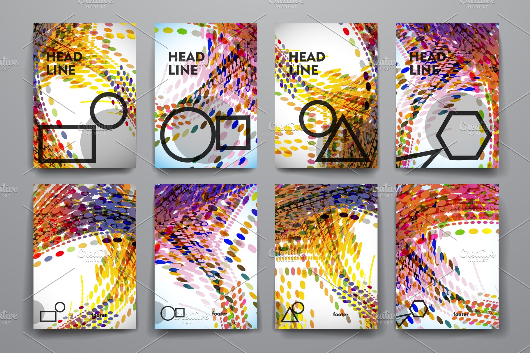 抽象几何叠加图形杂志画册模板 Abstract Brochure Templates插图(3)