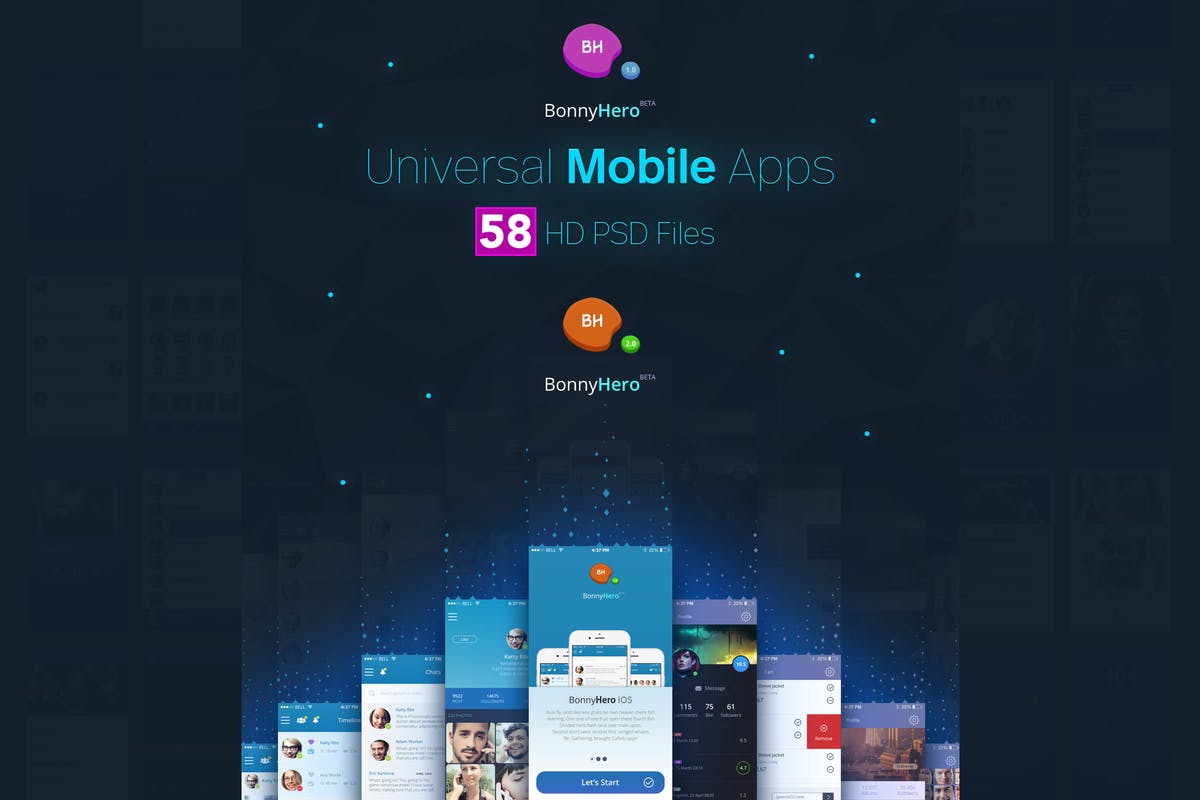 简约现代风格APP界面设计模板 Bonny Hero Mobile UI Kit App插图