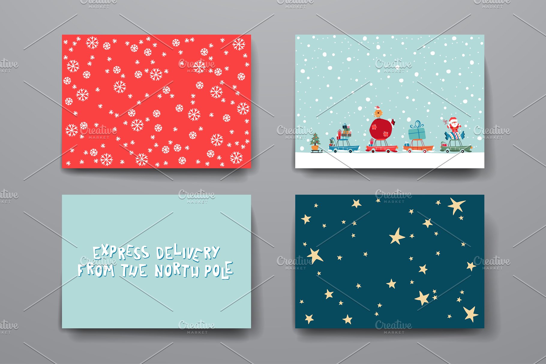 圣诞节风格的贺卡&横幅模板 Set of Cards in Christmas style插图(7)