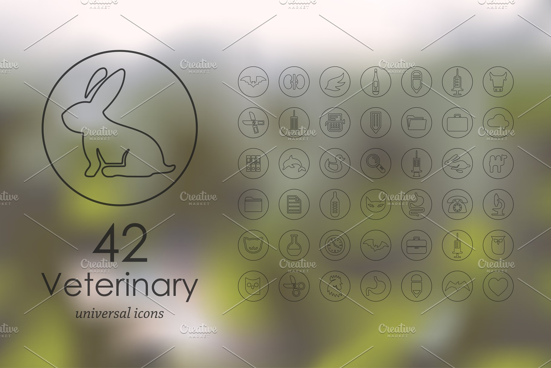 42个通用宠物医院图标  42 veterinary icons插图