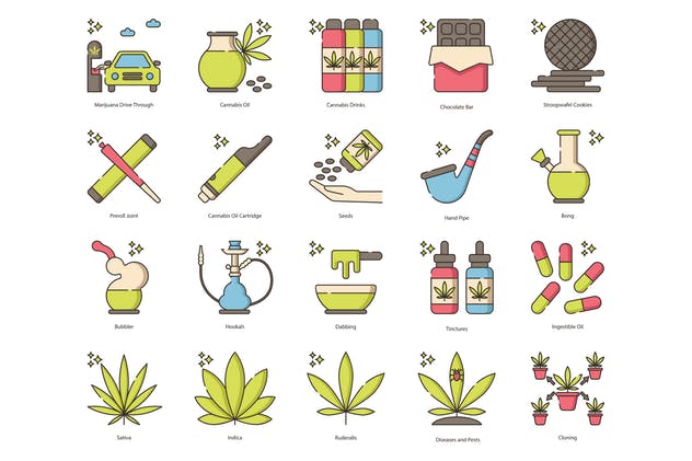 84枚大麻&草药主题图标 84 Marijuana & Weed Icons | Hazel Series插图(1)