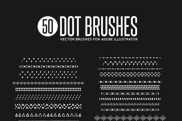50款矢量绘画装饰元素图案AI笔刷 50 Vector Dot Brushes插图(1)