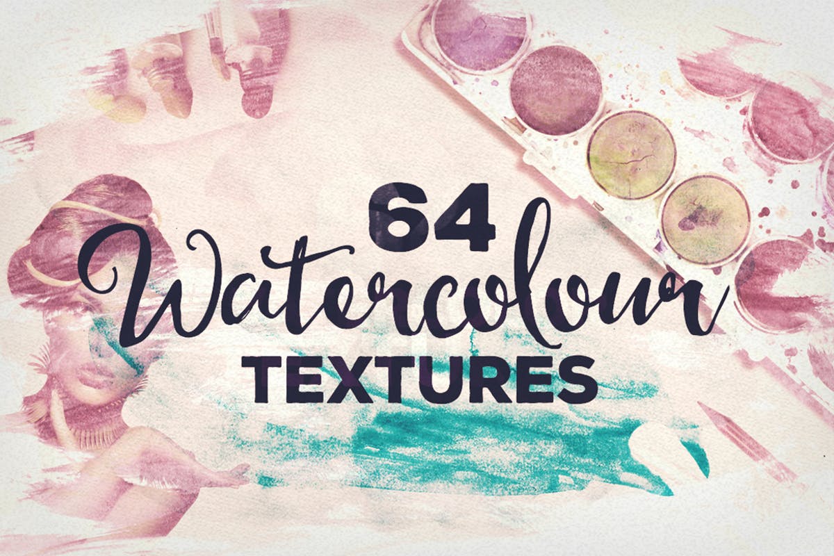 64款霓虹水彩纹理套装 64 Watercolor Textures插图