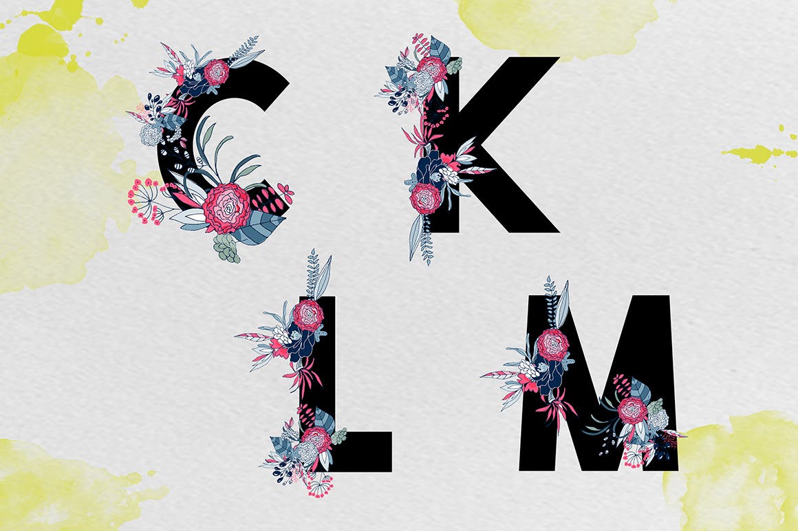 创意水彩手绘花卉装饰字体素材 Stories 2插图(1)
