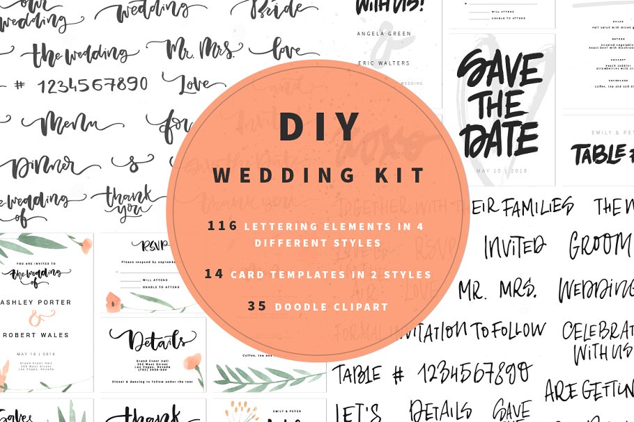 婚礼贺卡祝语DIY设计素材 DIY Wedding Kit插图