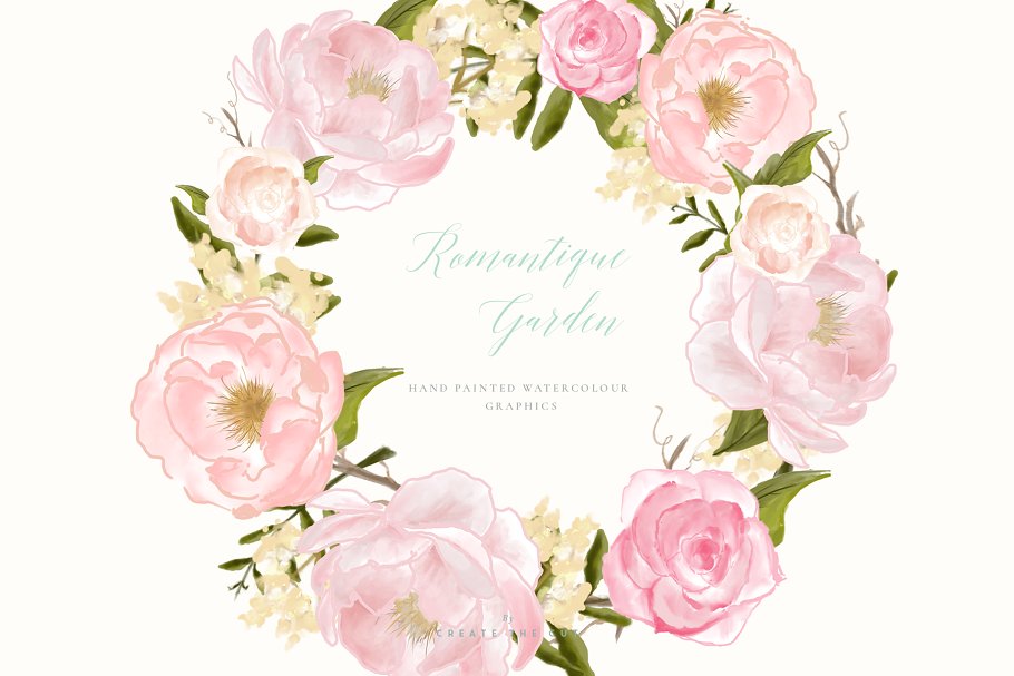 浪漫手绘花园花卉艺术插画 Flower Clip Art – Romantique Garden插图(1)